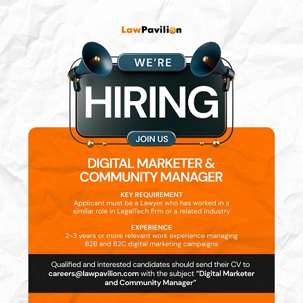 Legal Jobs: Lawyer with Digital Marketeting Skill Needed at LawPavilion