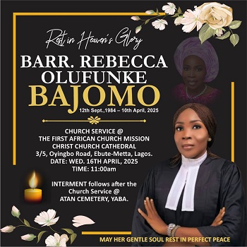 Painful Exit: Legal Community Mourns the Passing of Rebecca Olufunke Bajomo