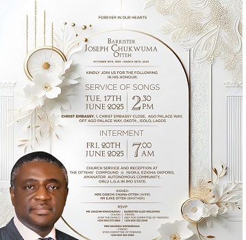 Joseph Otteh to Be Laid to Rest in June as  Family Releases Details of Burial Ceremony